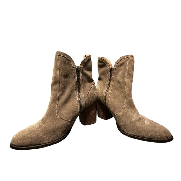 Seychelles Lori Penny Double Zip Heeled Bootie Women's 10 Taupe Leather - Picture 4 of 9